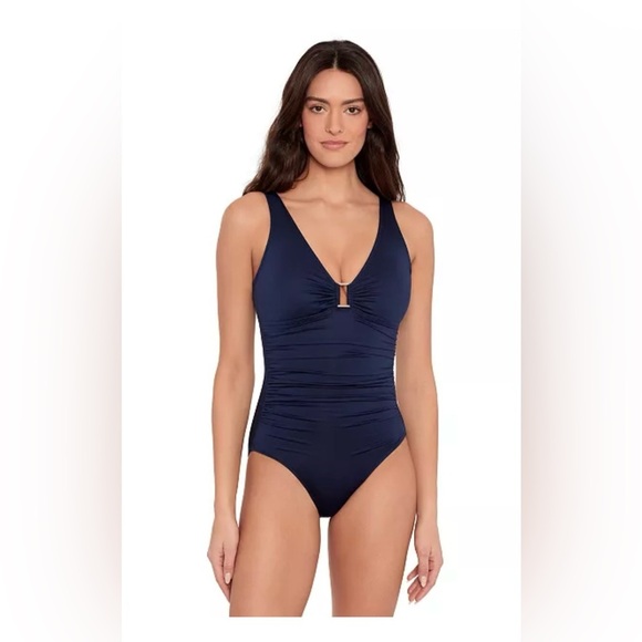 NWT  Ralph Lauren Ring Over The Shoulder Tummy Control One Piece Swimsuit size 8 - Picture 1 of 4